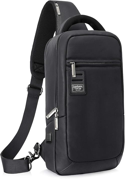 Amazon ボディバッグ メンズ Usbポート搭載 防水ワンショルダーバッグ 9 7インチipad収納可能な大容量ショルダーバッグ アウトドア 旅行用 Luuhann ブラックｌサイズ Luuhann ボディバッグ ワンショルダー