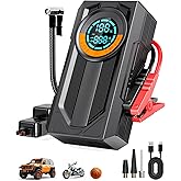 Jump Starter with Air Compressor Battery Jumper Starter Portable Car Battery Jump Starter 8.0 Gas/7.0L Diesel 12V Portable Car Jump Starter with Tire Inflator LED Light,Gift for Men Fathers Husbands