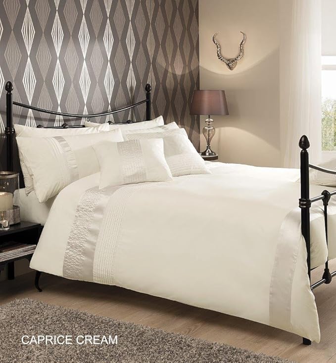 CAPRICE CREAM Duvet Quilt Cover with Pillowcase Bedding Set DOUBLE