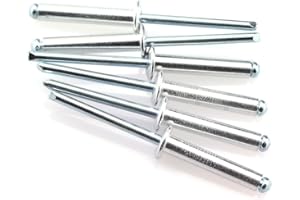 HJ Garden 60pcs 3/16 x 1 Inch (4.8x25mm) Aluminum Blind Rivet Self-Plugging Open End Decorating Fastener Nails Rivets Core Pulling Rivets Grip Pange 11/16-3/4 Inch (17.4-19mm)