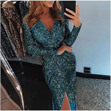 long sleeve shiny dress