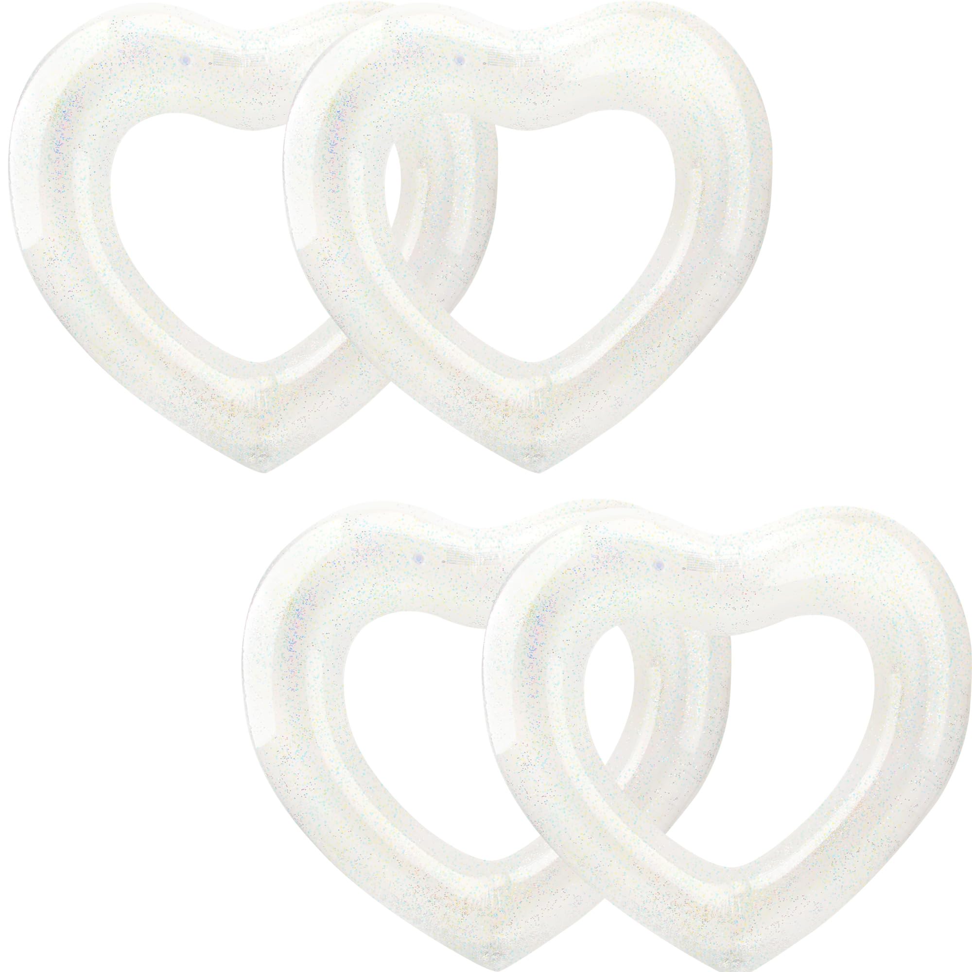 Sonarun 4 Pack Inflatable Swim Rings Float Heart Shaped Swimming Circle Pool Floats for Adults Pool Beach Party Supplies, 47.2 x 39.4 Inch (White)