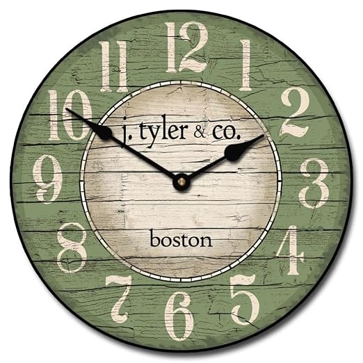 Boston Harbor Green Wall Clock, Available in 8 sizes, Whisper