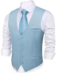 Barry.Wang Mens Baby Blue Suit Vest Formal/Leisure