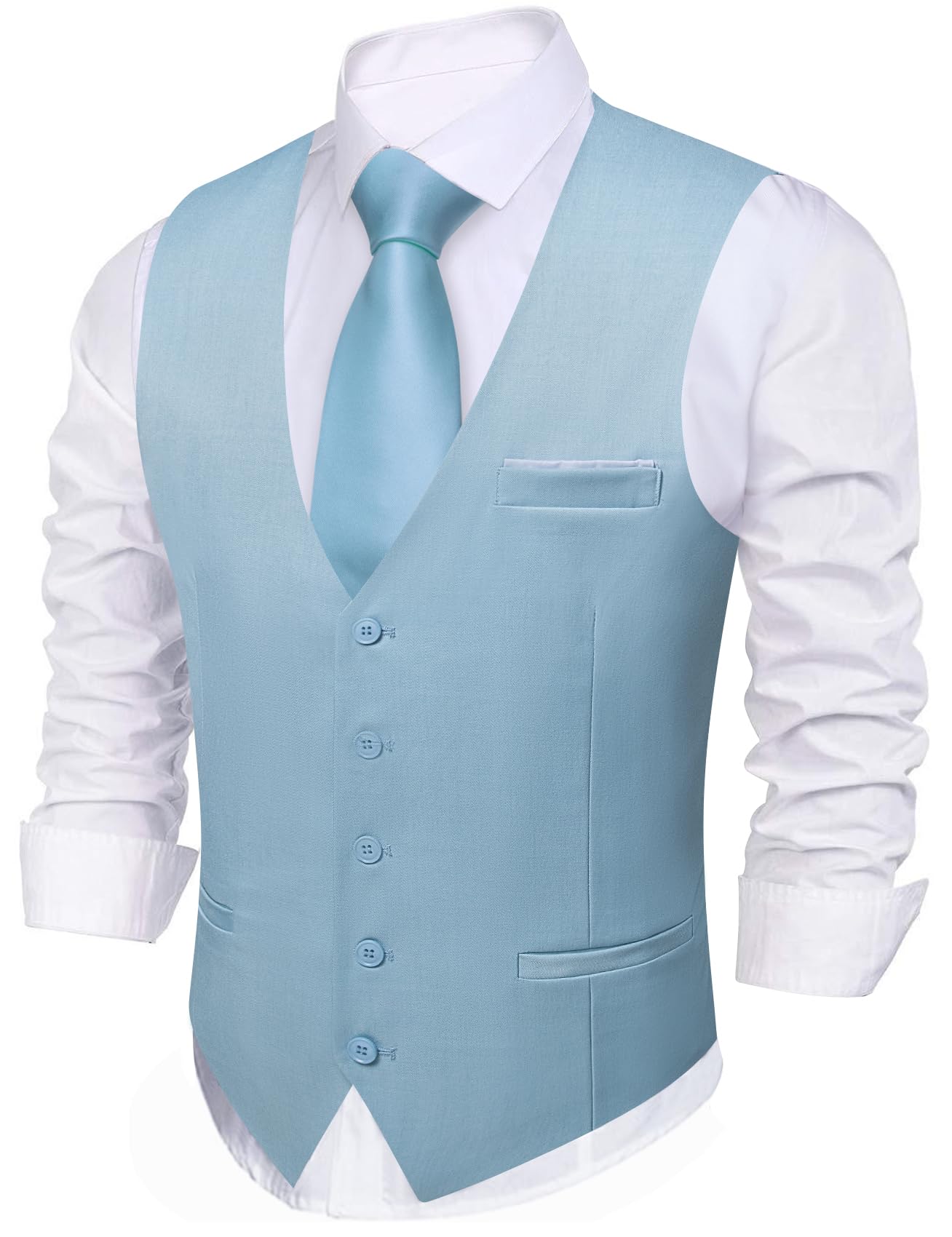 Barry.Wang Mens Baby Blue Suit Vest Formal/Leisure