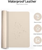 YSAGi Leather Desk Mat Large 60x35 cm Beige Non-Slip Waterproof view 4