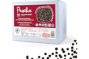 Pascha Organic 100% Cacao Mini Baking Chips - Unsweetened Dark Chocolate - Sugar-Free, Keto, Vegan Baking Chocolate - Single Ingredient, Rainforest Alliance Certified - Allergen-Free, (10 lbs)