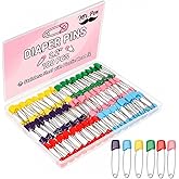 Mr. Pen- Diaper Pins, 2.2", 100 pcs, Stainless Steel, Plastic Head | Nappy Pins with Safe Locking Closures for Crafts, Colorful Laundry Pins