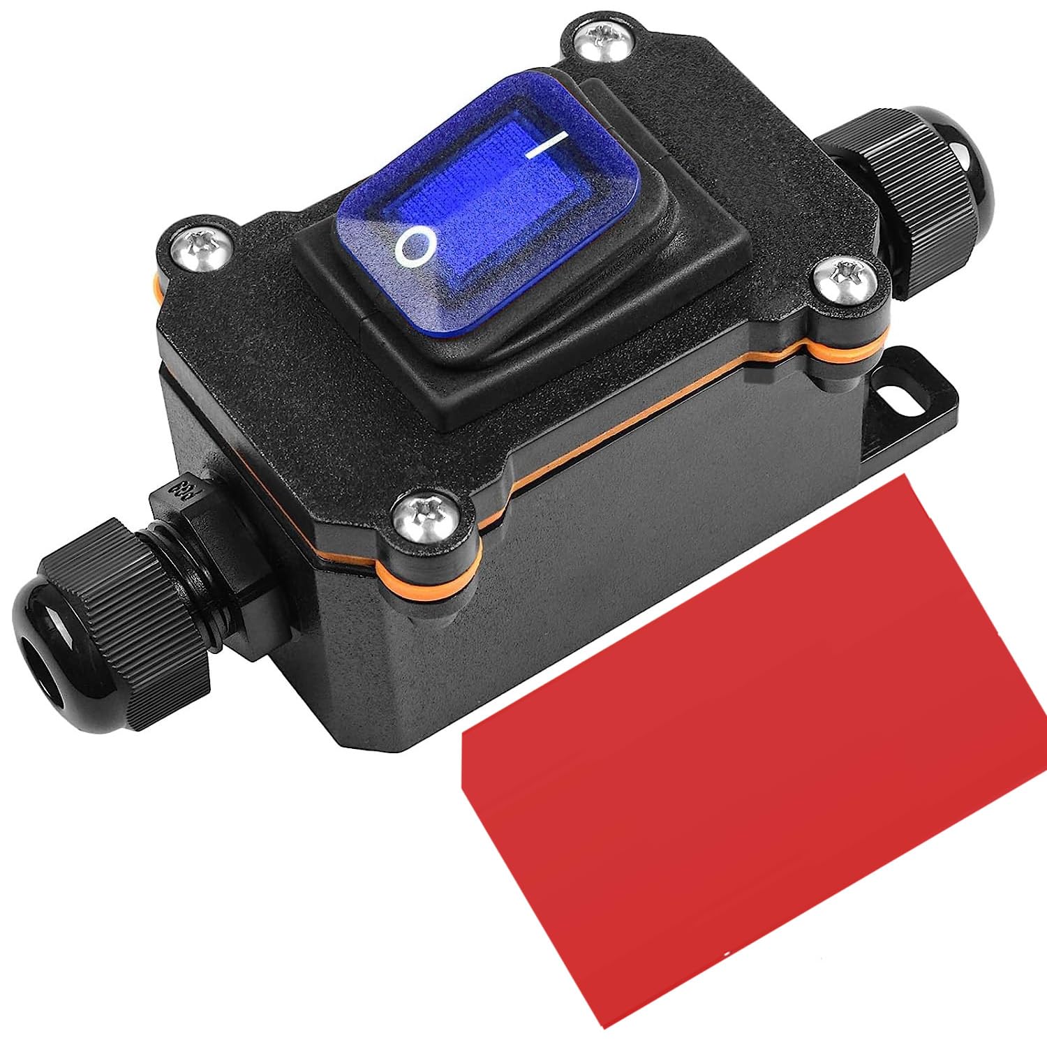 Gebildet Inline Cord Switch DPST Rocker Switch IP66 Waterproof, 20A-12VDC /16A-24VDC/20A-125VAC/16A-250VAC, Open Double Hole Waterproof Box Two-Side Entry (Blue Led)(Patent No.-015058842) — image 1