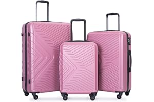 Travelhouse Luggage Sets, Expandable Hardside Suitcases 24in/28in, Carry on 20in,3 Piece Set Travel Luggages Clearance with Double Spinner Wheels TSA Lock Lightweight (1065-Pink)