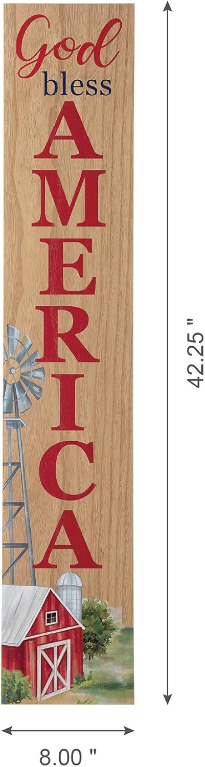 Glitzhome Wooden Welcome Sign for Front Door Porch Farmhouse Independence Day Wall Hanging God Bless America Sign Primitive Porch Sign for National Day 4th of July, 42”H: Everything Else