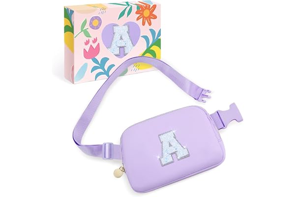 COSHAYSOO Initial Fanny Pack for Girls Kids Purse Crossbody Belt Bag Purple | 6 7 8 9 10 11 12 Year Old Girl Birthday Gifts Letter A | Personalized Tween Preteen Teen Girly Stuff 6-8 8-10 10-12 8-12