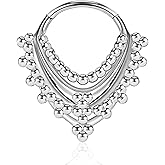 Maxbott Septum Ring 16G Hinged Septum Clicker Nose Ring 316L Surgical Steel Daith Piercing Jewelry Cartilage Conch Rook Helix Tragus Septum Jewellery