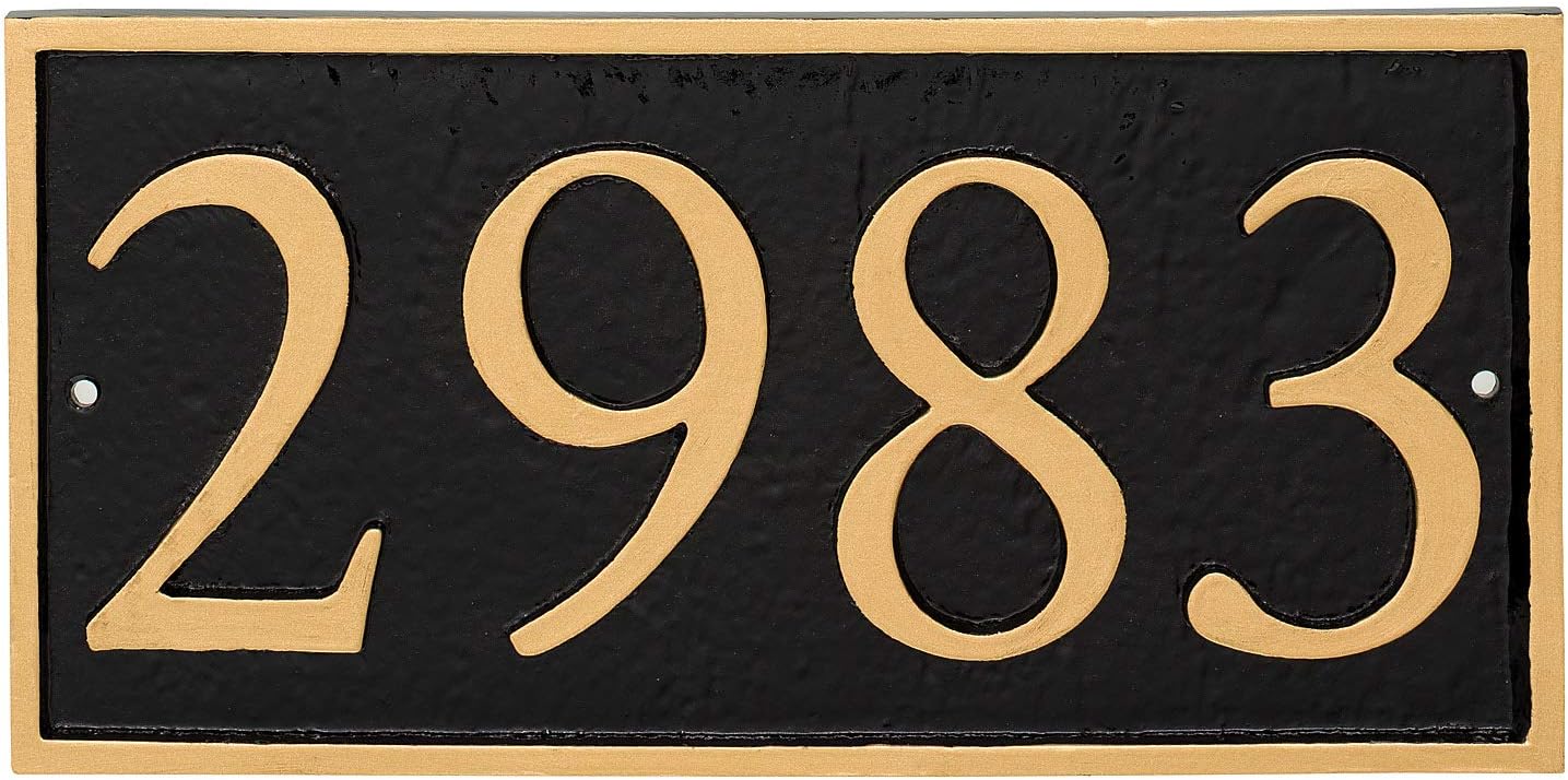 Address Signs - Address Number Store, Powder Coated Aluminum Horizontal Rectangle Economy Series Address Plaque, Serif Font, Holds 4 Characters