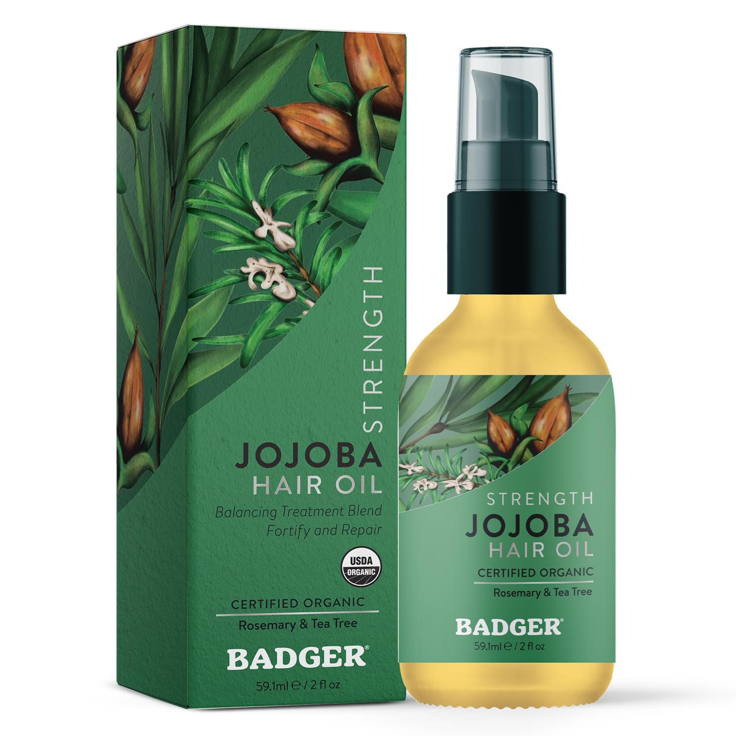 Badger Balm 59.1 ml Jojoba Hair Oil for Itchy Scalp