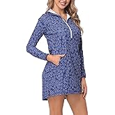 HDE Beach Coverups for Women UPF 50 Long Sleeve Swim Cover Up Dress with Hood Quick Dry Sun Protection Tunic with Pockets