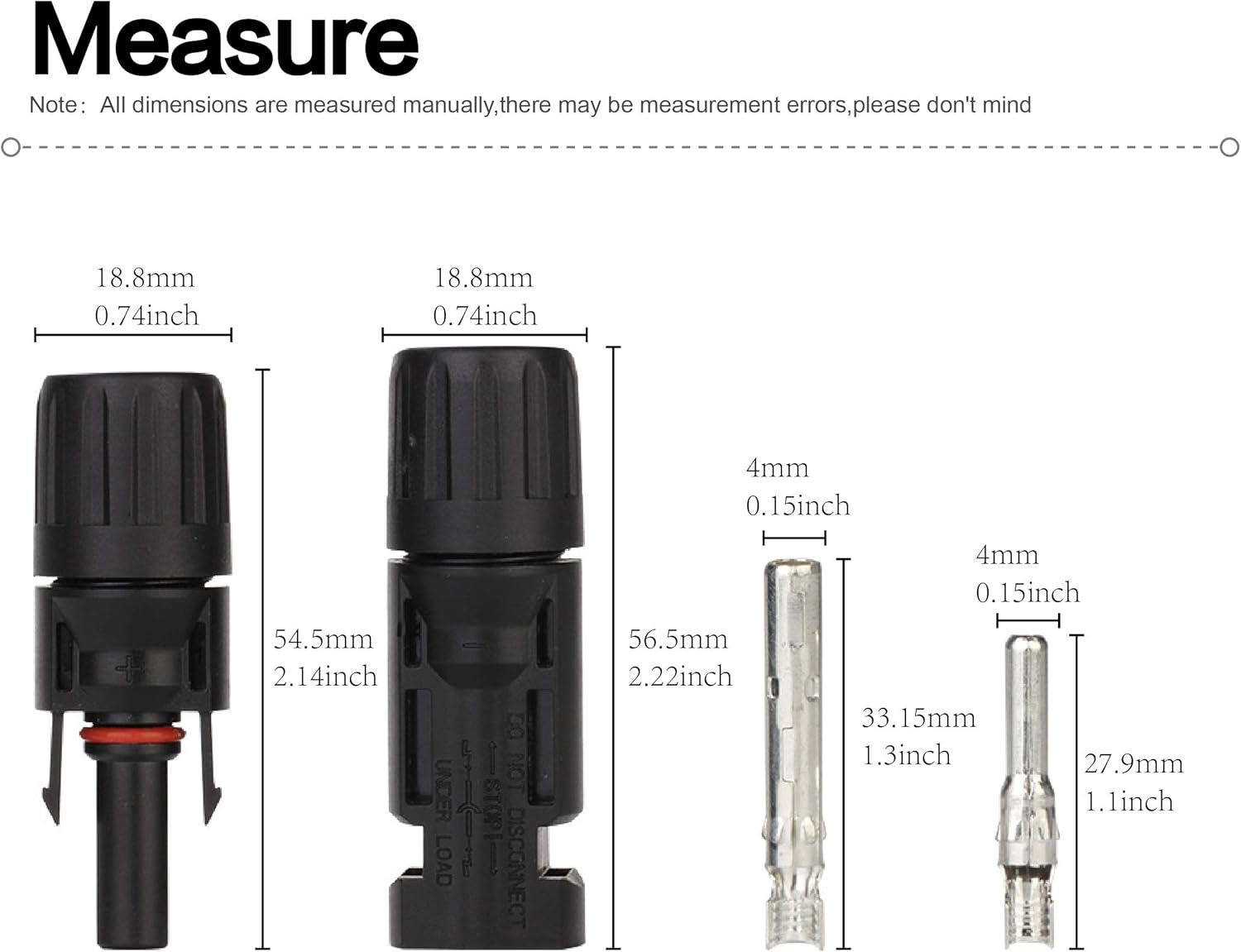 Ruikarhop 5 Pair Solar Connectors Solar Panel Cable Connectors MC-4 Male/Female IP67 Solar Connectors: Garden & Outdoor