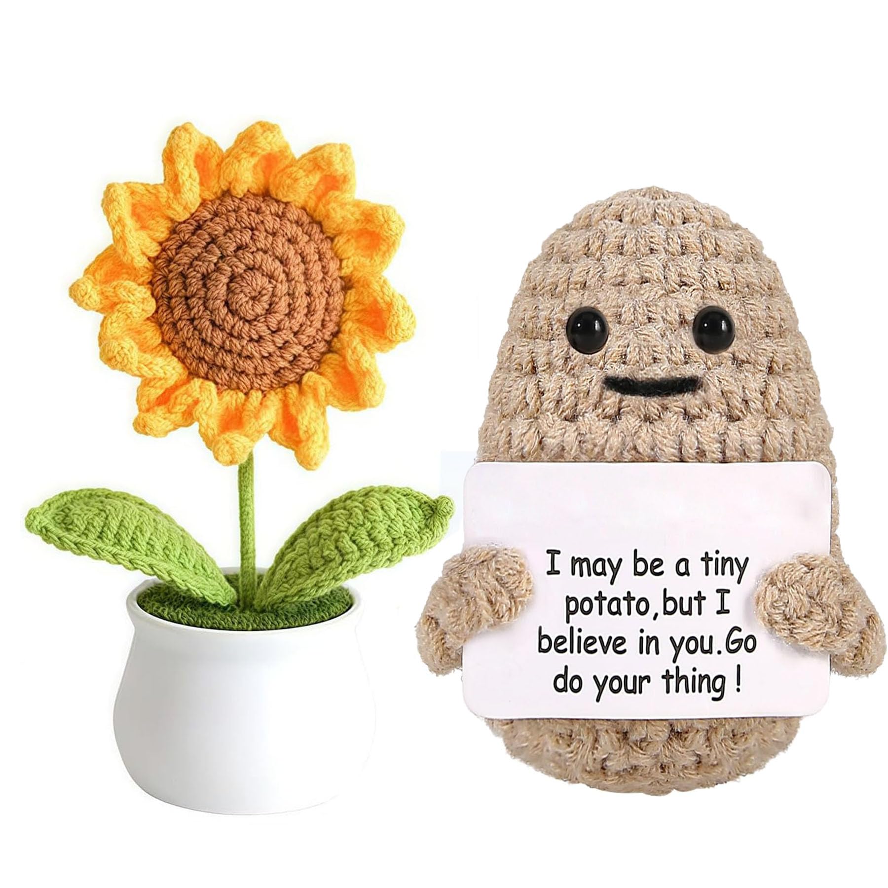 SOMUSICTY Positive Crochet Animals Emotional Support Gift Positive Crochet for Women Kids Friends Inspirational Gifts for Women Men Birthday Presents, Emotional Motivational Decor (po)