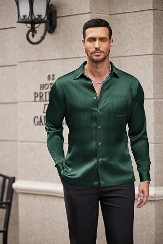 green satin button up