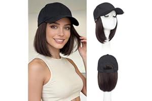 Benehair Hat Wig Extensions, Baseball Cap with Synthetic Hair Attached, Adjustable Wig Hairpieces for Women Daily Outdoor, 6 