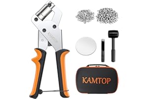 Kamtop Grommet Tool Kit - 3/8 Inch Handheld Grommet Kit with 500 Pcs Grommets and Bag, Grommets Eyelet Plier Set for Leather, Fabric, Canvas, Tarp