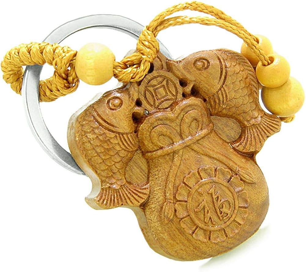 Amulet Double Lucky Fortune Fish Money Bag and Good Luck Coin Charms Feng Shui