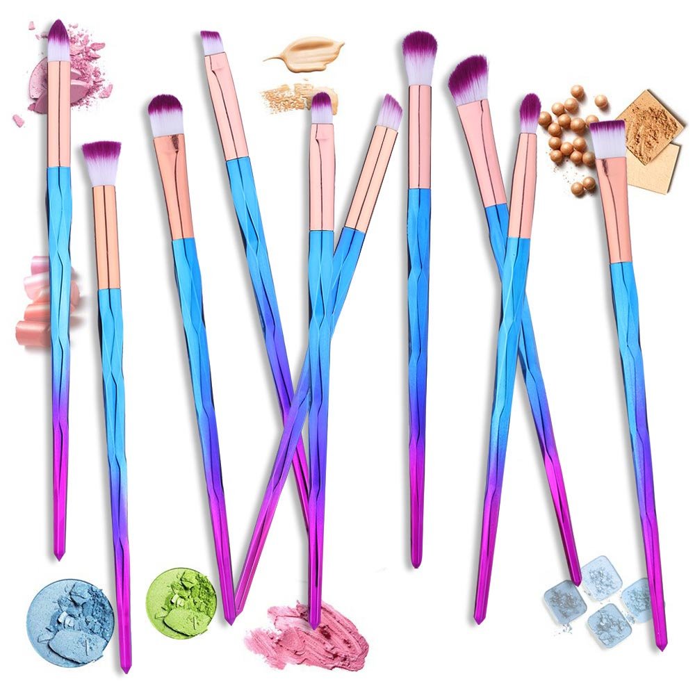 Eye Shadow Brush Set Unicorn 10Pcs Eye Makeup Brushes for Shading or Blending of Eyeshadow Cream Powder Eyebrow Highlighter Concealer Cosmetics Brush Tool: Beauty