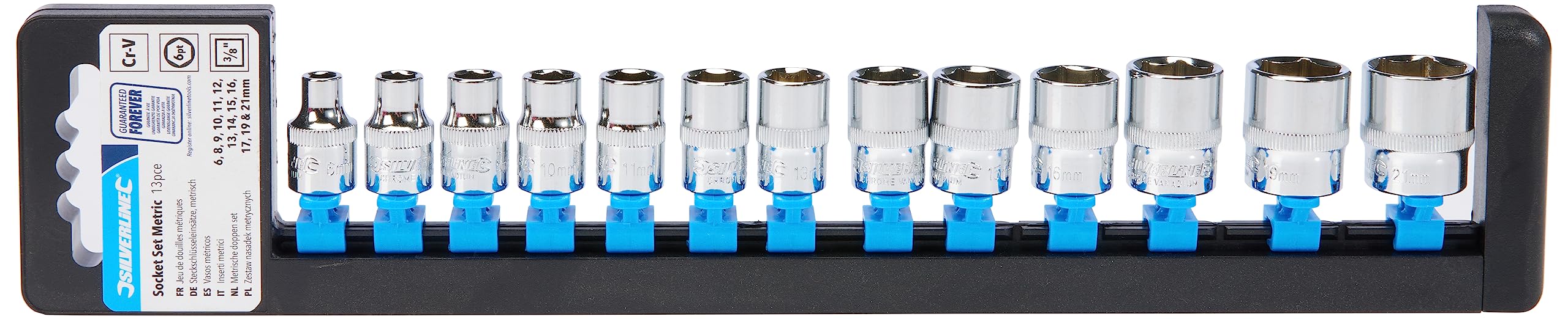 Silverline 868518 Socket Set 3/8" Drive 6pt Metric 13pce 6 - 21 mm