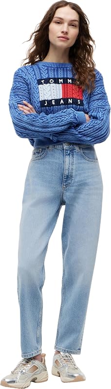Vaqueros Mujer Mom Cintura Alta, Azul (Denim Light), 28W/30L