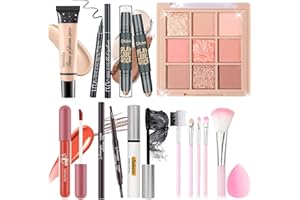 YBUETE Makeup Set Kit for Women Girls Teens, Makeup Present Set, Includes 9 Color Eyeshadow, Counter Stick, Foundation, Eyebrow Pencil, Eyeliner, Mascara, Lip Gloss, 5Pcs Brushes, Sponge