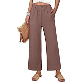 ANRABESS Womens Wide Leg Pants Summer Lounge Elastic Waist Palazzo Pants Lightweight Beach Vacation Trousers with Pockets