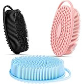 3 Pack Silicone Body Scrubber, Silicone Loofah Soft Exfoliating Body Scrubber, Silicones Body Brush Bath Shower Scrubber for Body, 2 in 1 Bath and Shampoo Wash Brush for Skin Exfoliation Men Women