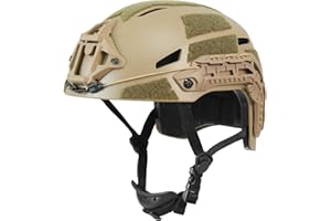 BOOIU Airsoft Helmet, PJ Type Tactical Paintball Fast Military Helmet with Front NVG Mount and Side Rail Breathable Vent Holes for Cosplay Outdoor Activities