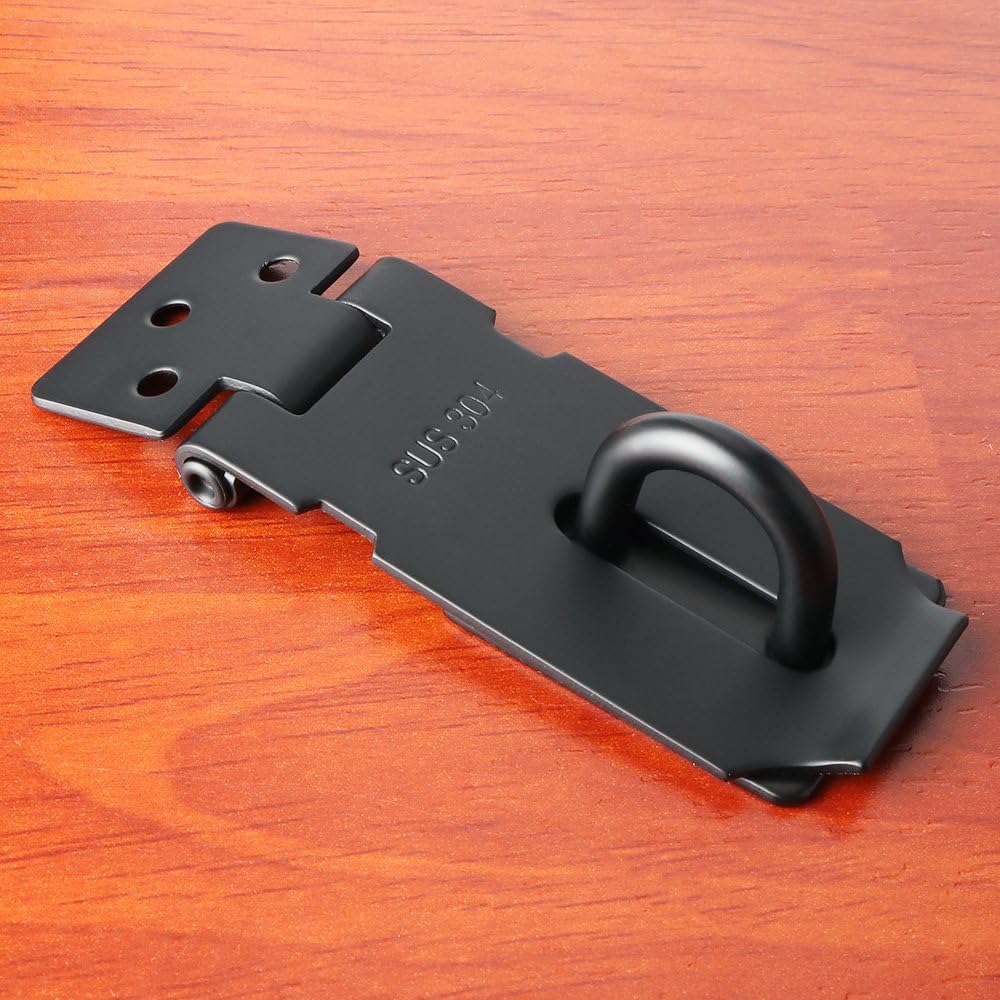 Alise MS9B-3C Padlock Hasp Door Clasp Gate Lock Latch, SUS 304 Stainless Steel Matte Black Finish - - 