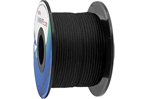 emma kites Black 1mm UHMWPE Micro Cord Rope Whipping Twine Durable Repair Cord Thread for Heavy Duty Canvas Tarps Bags Emergency Line for Backpacking Survival 100Ft 350Lb