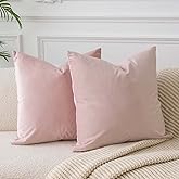 JUSPURBET Pink Throw Pillow Covers Set of 2 Decorative Velvet Pillow Covers 24x24 for Couch Sofa Bed Soft Cushion Covers Cases with Invisible Zipper for Living Room Home Decor