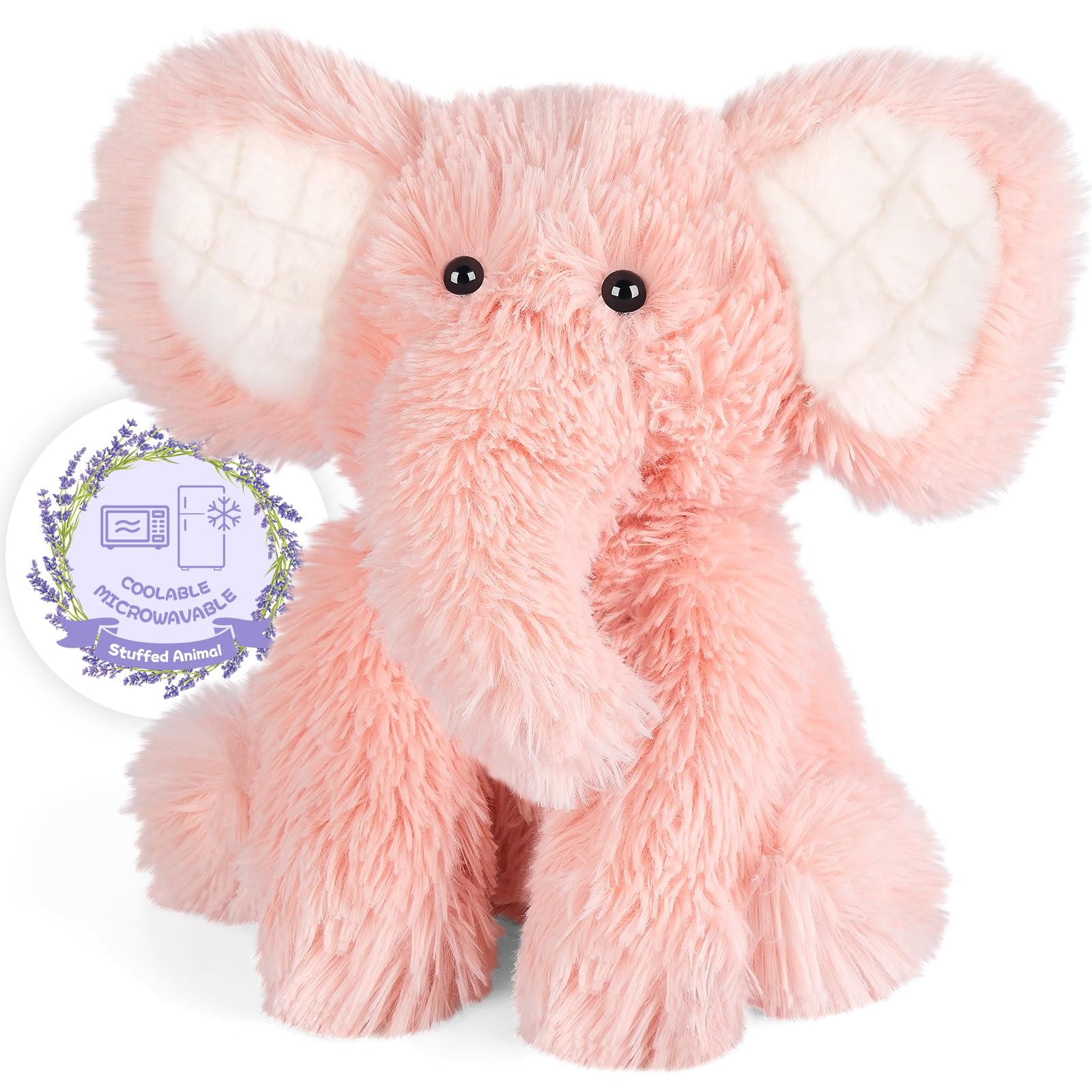 Photo 1 of SuzziPals Heatable & Coolable Elephant Stuffed Animal, Microwavable Heating Pad, Elephant Plushies for Companion, Lavender Scented Elephant Toy, Elephant Gifts