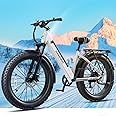 PUCKIPUPPY Electric Bike for Adults 960W Peak, 48V 15AH Removable Battery Electric Bicycle, 28MPH Commuter E-Bike, 7 Speed, Up to 60 Miles,All Terrain 26" Fat Tire Front Suspension, Samoyed