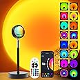 Sunset LED Lamp Projector, 21 Colors Changing App & Remote Control Mood Lighting, Music Sync Ambiance Lighting, Sunset Lamp for Bedroom, Living Room, Aesthetic Room Decor, Birthday Gifts for Women