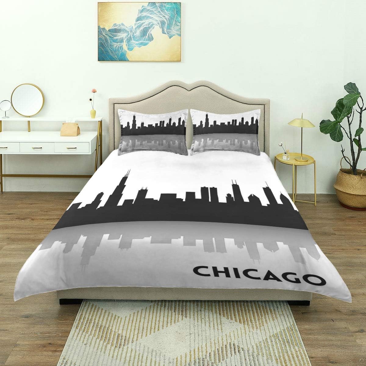 Amazon.com: DECISAIYA Cozy Duvet Cover,Downtown Skyscrapers Illinois