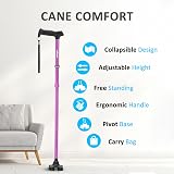Rehand Foldable Adjustable Walking Stick Purple for Men Women view 2