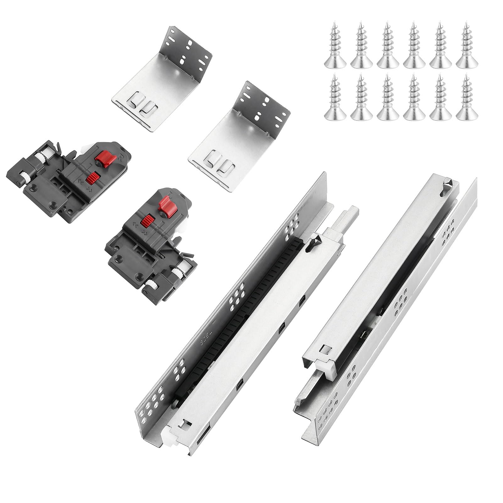 Photo 1 of 21 Inch Undermount Soft Close Drawer Slides Bottom Mount Full Extension Rails,1 Pair with Rear Mounting Brackets and 3D Adjustable Locking Devices