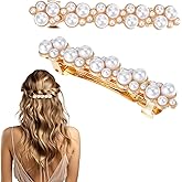2PCS Pearl Hair Clips, Elegant Pearl Barrettes with Pins for Women, Bridal Accessories for Weddings, Parties, Daily Use (Gold, White)