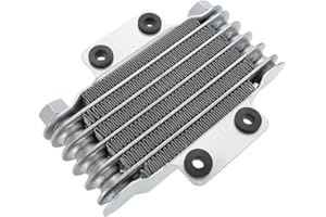QIILU Qii lu Engine Oil Cooler, Motorcycle Oil Cooler Aluminum Oil Cooler Fan Radiator Fits for Most Motorcycles, Dirt Bike, Pit Bike Engine Silver