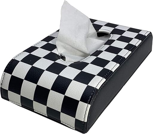 Amazon スカイベル Skybell ティッシュ ケース スリム レザー ボックス 車 Bmw Mini アクセサリー グッズ チェッカー 車用ティッシュカバー ボックス 車 バイク