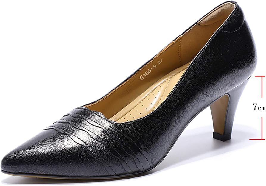 Mona flying Women's Leather Pumps Dress Shoes High Heels
