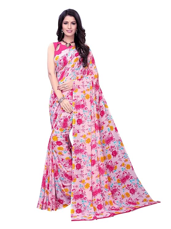 Women's Georgette Floral Printed Saree with Blouse