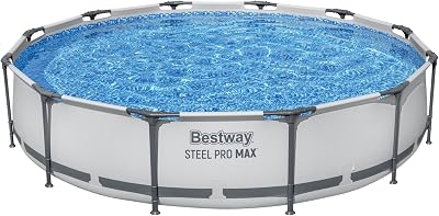 Bestway BW56416GB-21 12 ft Steel Pro Round Frame Pool with Filter Pump