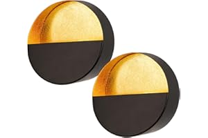 ARBORUS Luxury Metal Wall Candle Sconces – Small Handcrafted Wall-Mounted Tealight Candle Holders with Gold Leaf Interior – Modern & Rustic Home Décor for Living Room, Hallway – 6.5" Black Two Pieces