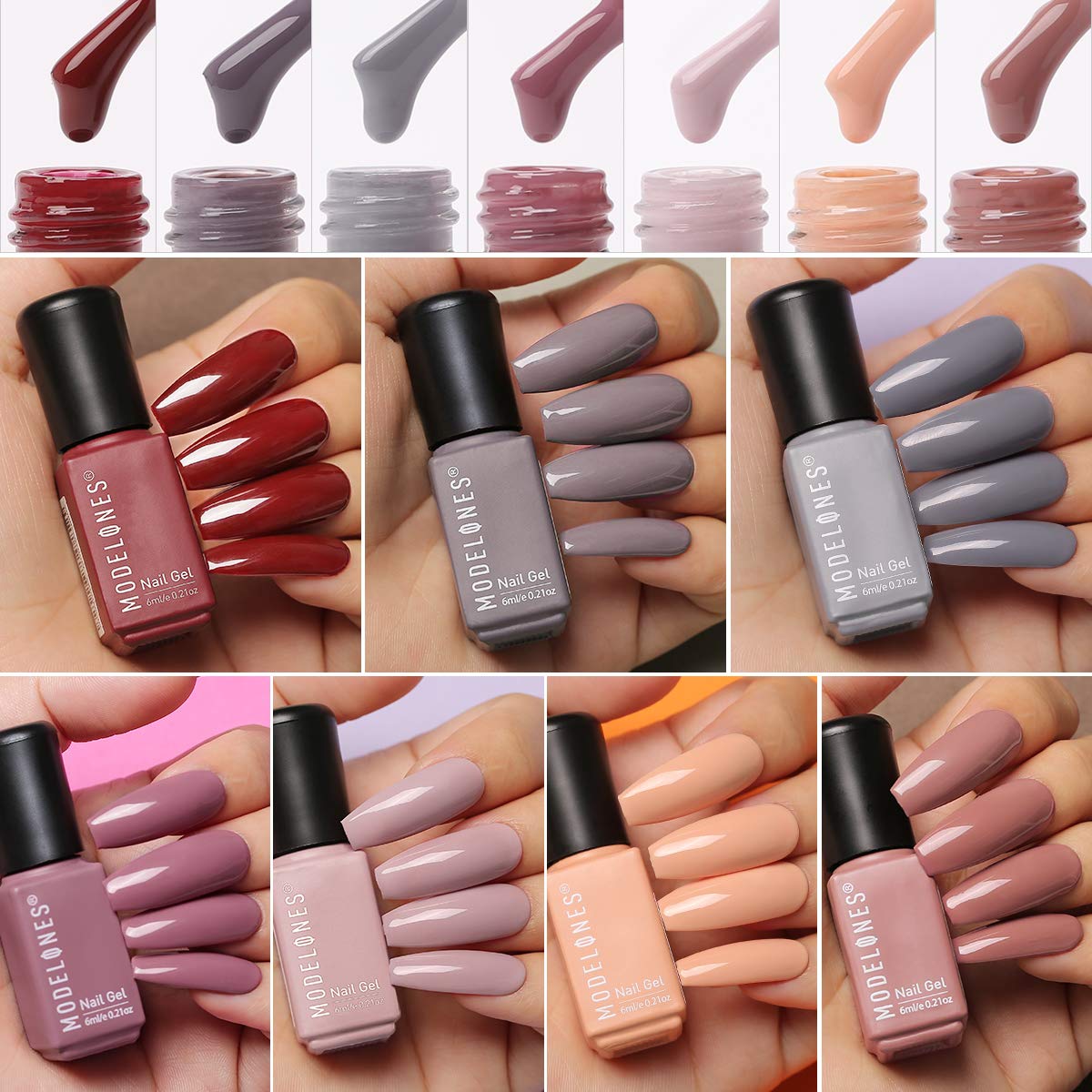 Gel Nail Polish Kit with U V Light 48W LED Nail Lamp Modelones 7 Colors Shellac Gel Nail Polish Set, Base Top Coat, Nail Primer, Nail Art decorations, Home DIY Starter Kit Gel Manicure Kit with Light : Beauty